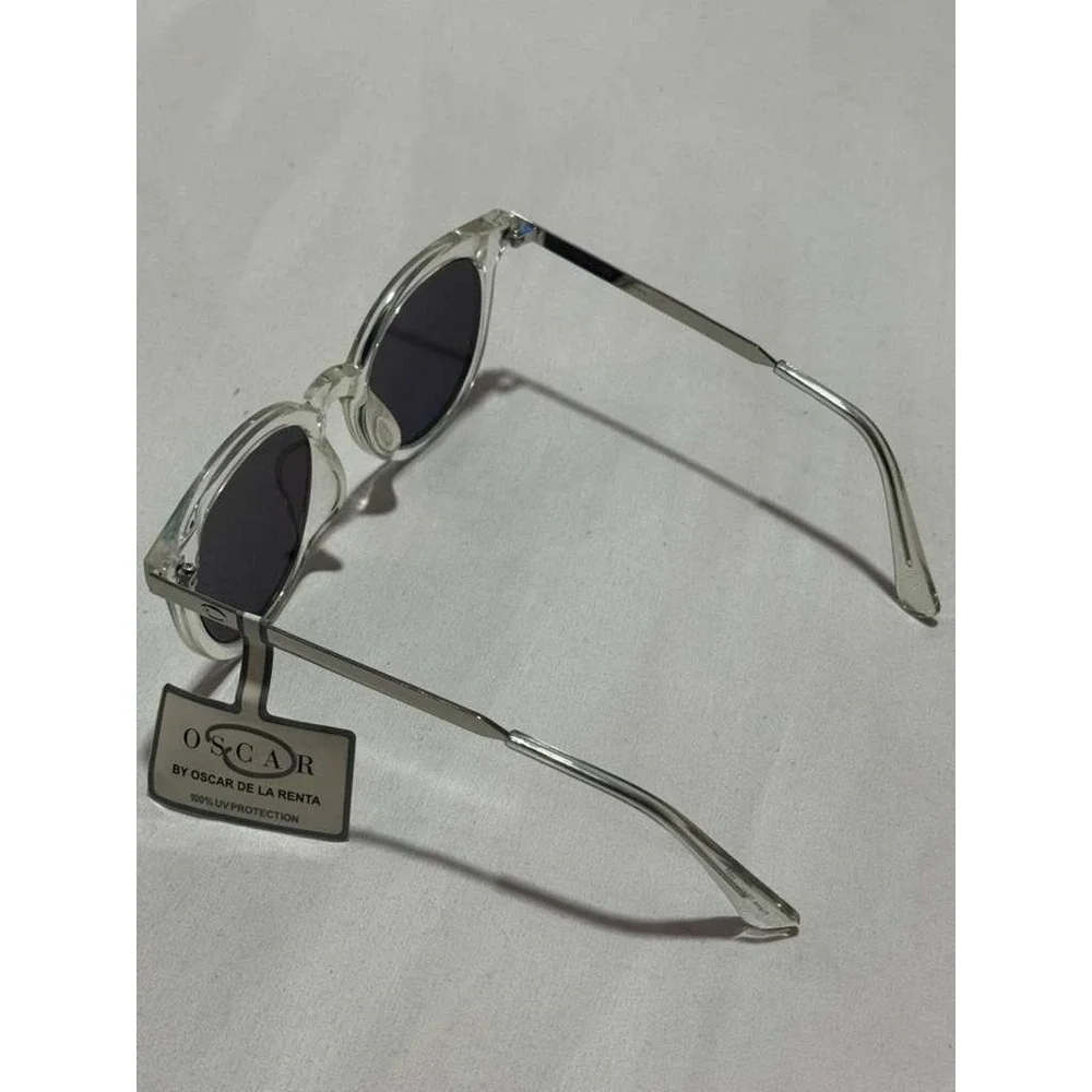 Oscar by Oscar de la Renta Sunglasses Clear Frame Pink Green Mirrored Lenses NEW